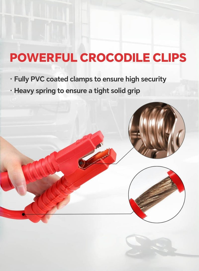 متجر الفرح كابلات توصيل السيارات شديدة التحمل بطول 4 أمتار وقوة 2000 أمبير، مجموعة كابلات توصيل السيارات للسيارات وسيارات الدفع الرباعي والشاحنات مع حقيبة حمل - Image 2