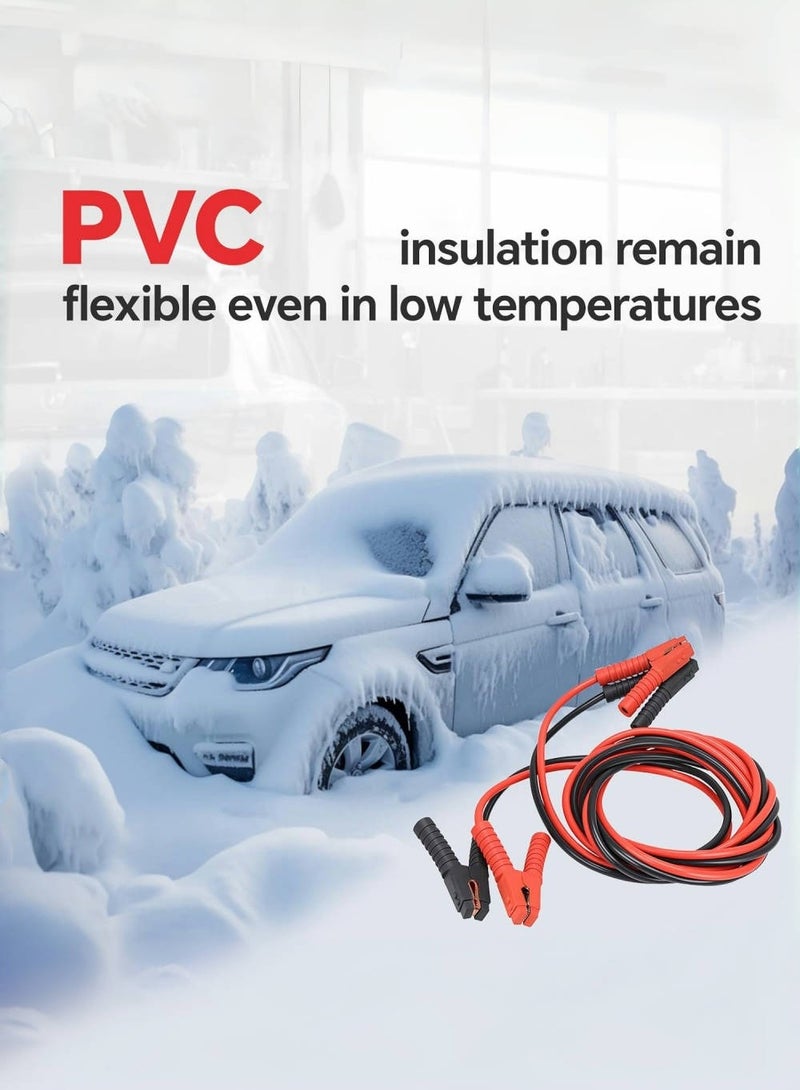 متجر الفرح كابلات توصيل السيارات شديدة التحمل بطول 4 أمتار وقوة 2000 أمبير، مجموعة كابلات توصيل السيارات للسيارات وسيارات الدفع الرباعي والشاحنات مع حقيبة حمل - Image 3