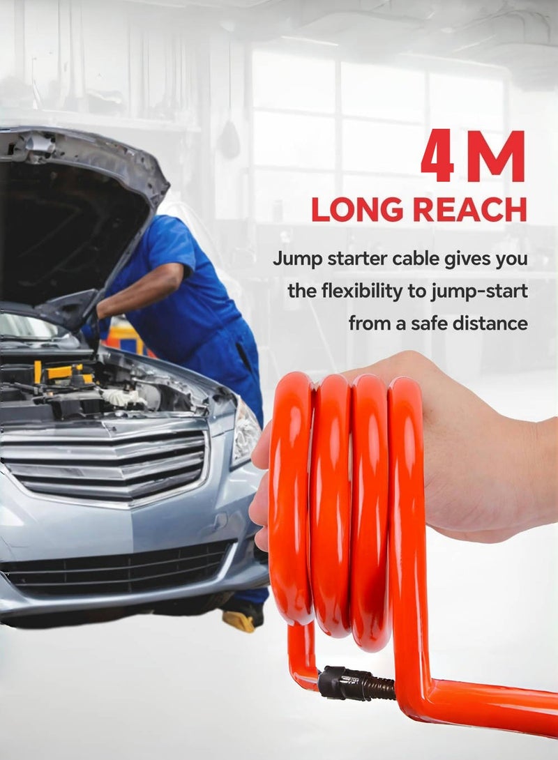 متجر الفرح كابلات توصيل السيارات شديدة التحمل بطول 4 أمتار وقوة 2000 أمبير، مجموعة كابلات توصيل السيارات للسيارات وسيارات الدفع الرباعي والشاحنات مع حقيبة حمل - Image 4