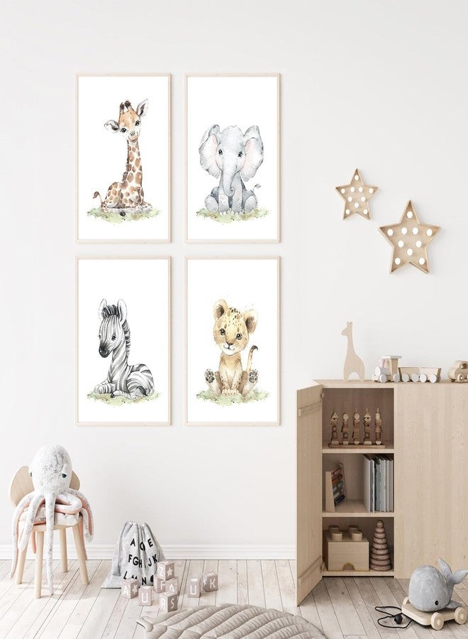 Baccone Safari Nursery Wall Art Decor Baby Animal Canvas Wall Art Woodland Nursery Wall Decor Kids Jungle Animal Pictures Safari Giraffe Elephant Tiger Prints for Room Bedroom Set of 4 8x10 Inch Unframed - Image 5