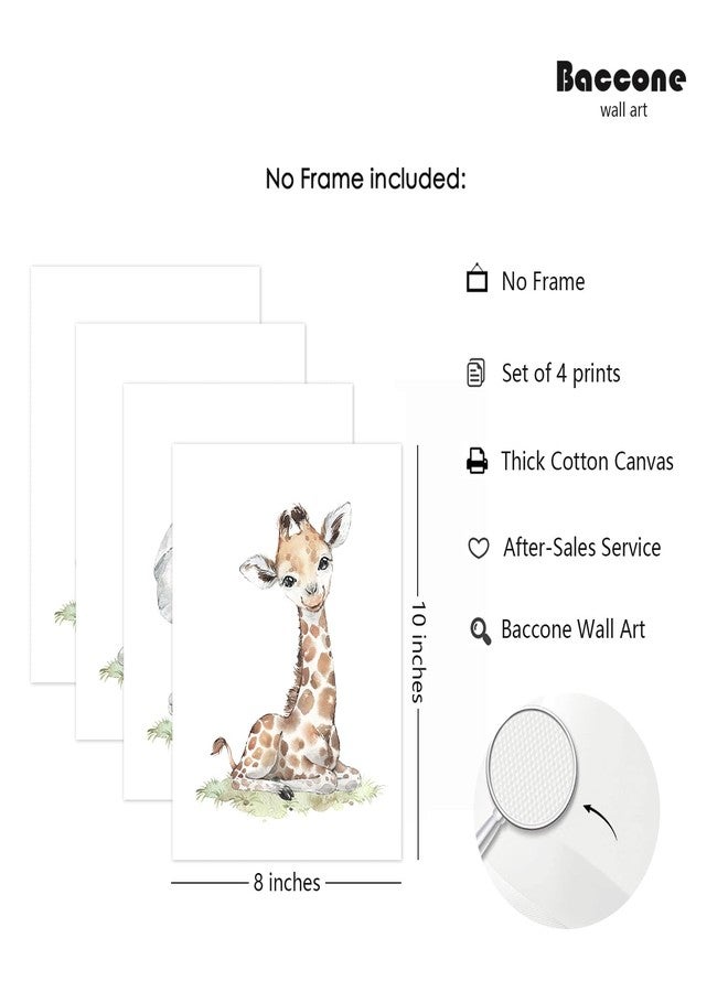 Baccone Safari Nursery Wall Art Decor Baby Animal Canvas Wall Art Woodland Nursery Wall Decor Kids Jungle Animal Pictures Safari Giraffe Elephant Tiger Prints for Room Bedroom Set of 4 8x10 Inch Unframed - Image 2