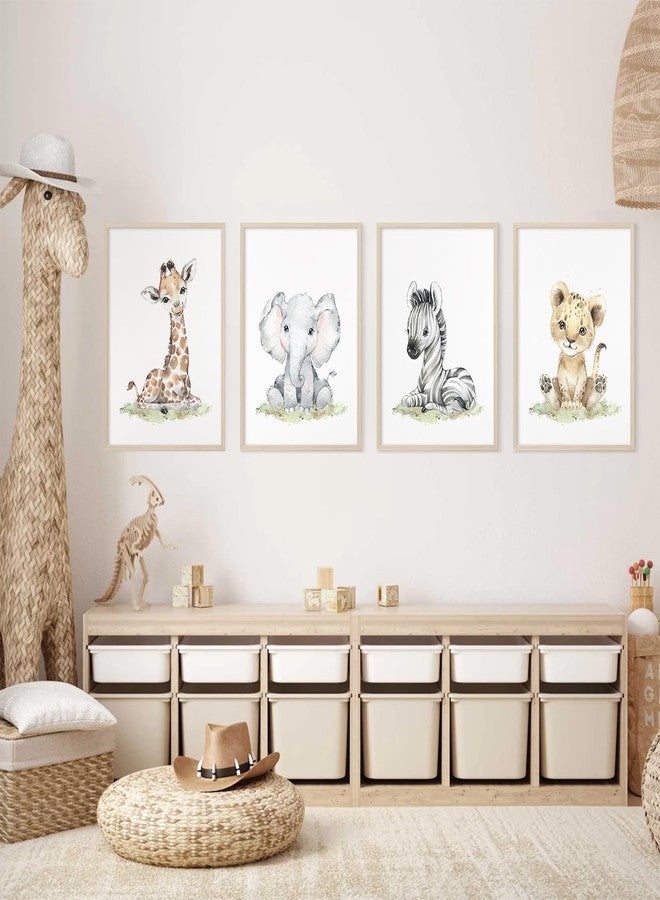 Baccone Safari Nursery Wall Art Decor Baby Animal Canvas Wall Art Woodland Nursery Wall Decor Kids Jungle Animal Pictures Safari Giraffe Elephant Tiger Prints for Room Bedroom Set of 4 8x10 Inch Unframed - Image 4