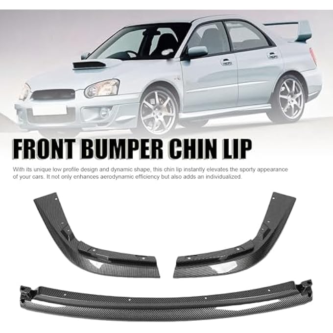 Asixxsix Front Bumper Lip Chin Spoiler Splitter Diffuser Protector Body Kit for Impreza for STI 2004 2005, 3 Sections Car Front Bumper Lip Spoiler Splitter Body Kit (Carbon Fiber Style) - Image 2