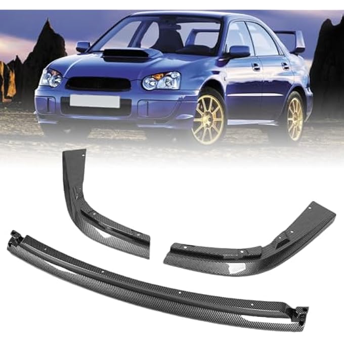 Asixxsix Front Bumper Lip Chin Spoiler Splitter Diffuser Protector Body Kit for Impreza for STI 2004 2005, 3 Sections Car Front Bumper Lip Spoiler Splitter Body Kit (Carbon Fiber Style) - Image 4