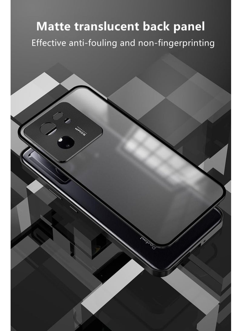general Case Compatible with Xiaomi 13T Pro 2023, Magnetic Metal Frame+Matte Translucent Tempered Glass Back, Non Slip Shockproof Case with Camera Protector - Image 4