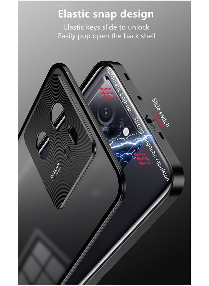 general Case Compatible with Xiaomi 13T Pro 2023, Magnetic Metal Frame+Matte Translucent Tempered Glass Back, Non Slip Shockproof Case with Camera Protector - Image 2