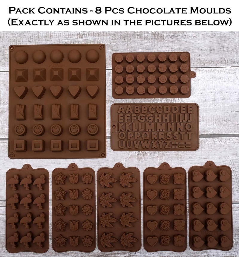Store2508 Silicone Chocolate Moulds Mould Mold Set, Pack of 8 - Image 2