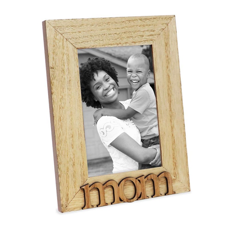 Isaac Jacobs Natural Wood Sentiments Mom Picture Frame 4x6 inch Photo Gift for Mother Family Display on Tabletop Desk Natural