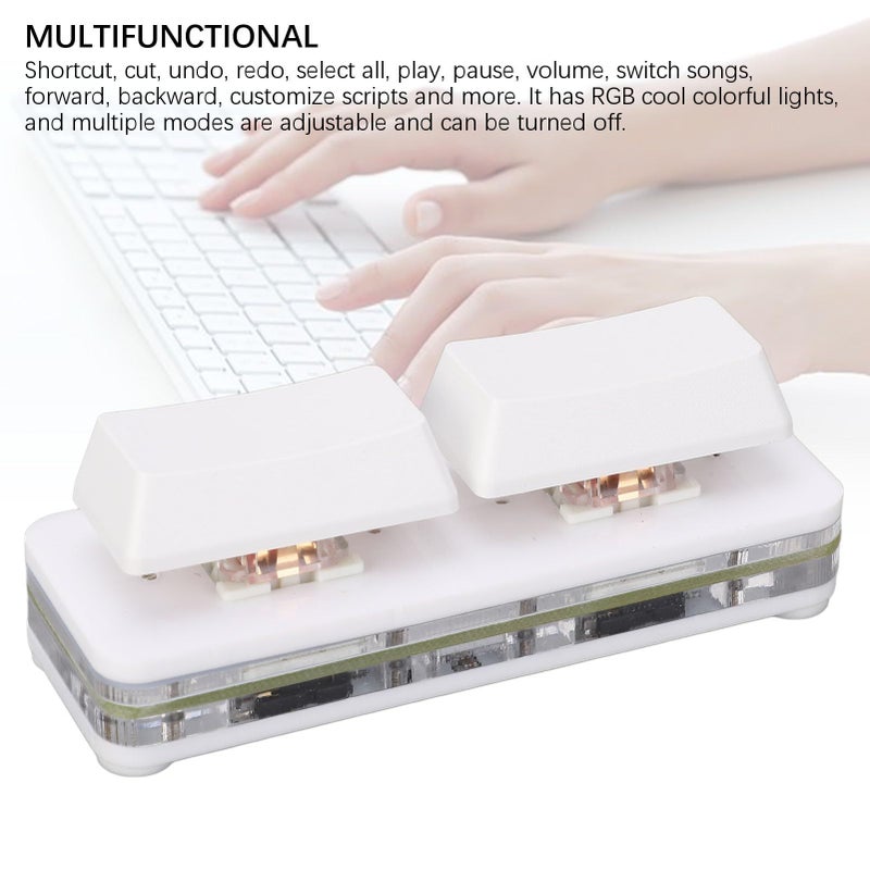 Custom 2 Key RGB USB Wired Mechanical Keyboard With Memory Function For Gaming And Office Use White - Image 5