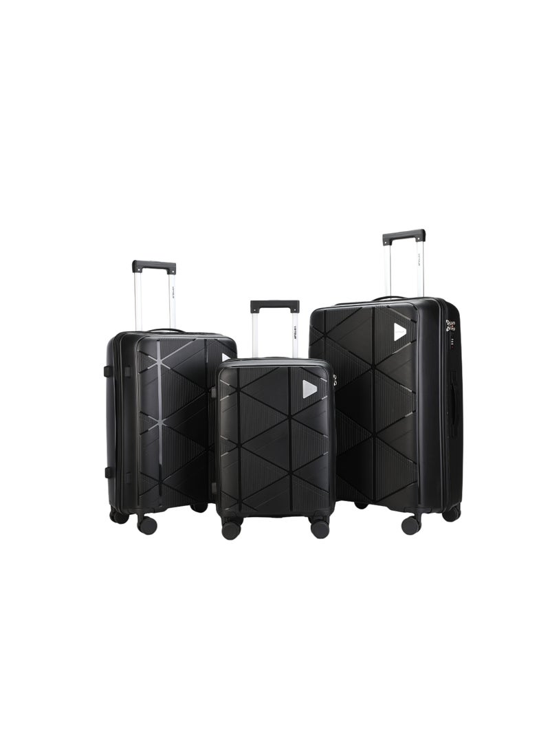 فيبتور طقم حقائب سفر صلبة دوارة مكون من 3 قطع مع قفل TSA - مصنوع من مادة البولي بروبيلين المتينة، بعجلات مزدوجة تدور 360 درجة، ومقبض من الألومنيوم