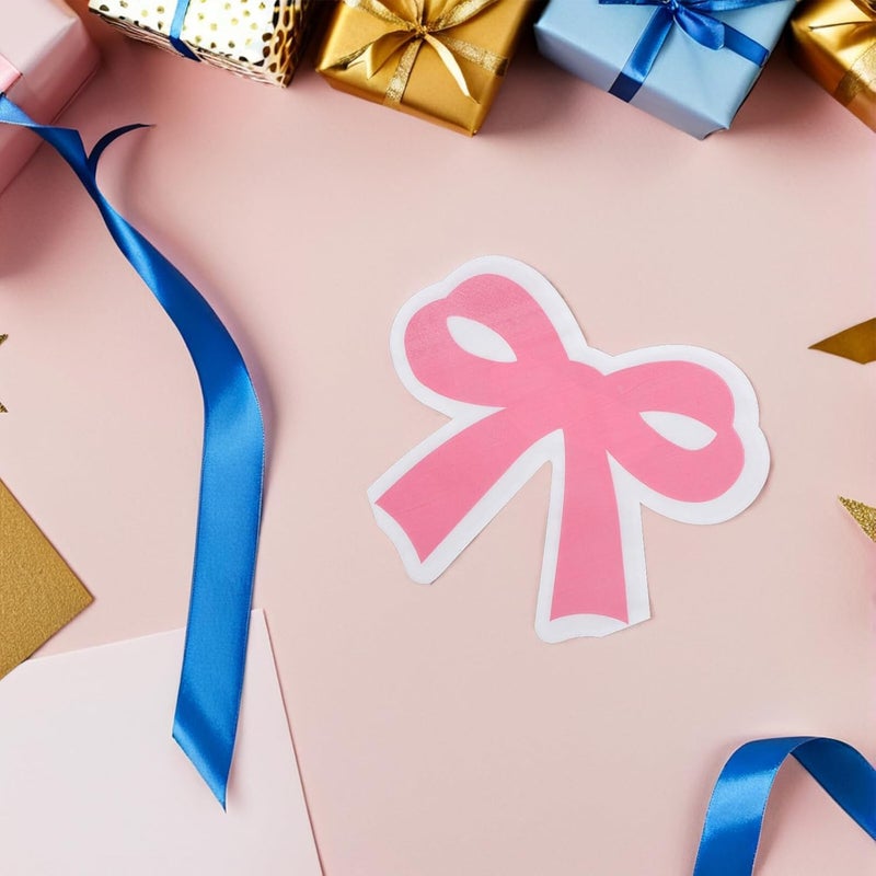 40pcs Pink Bow Paper Napkins Disposable Birthday Luncheon Napkins for Party Absorbent Decorative Dining Tissues for Shower and Birthday Decorations - Image 5