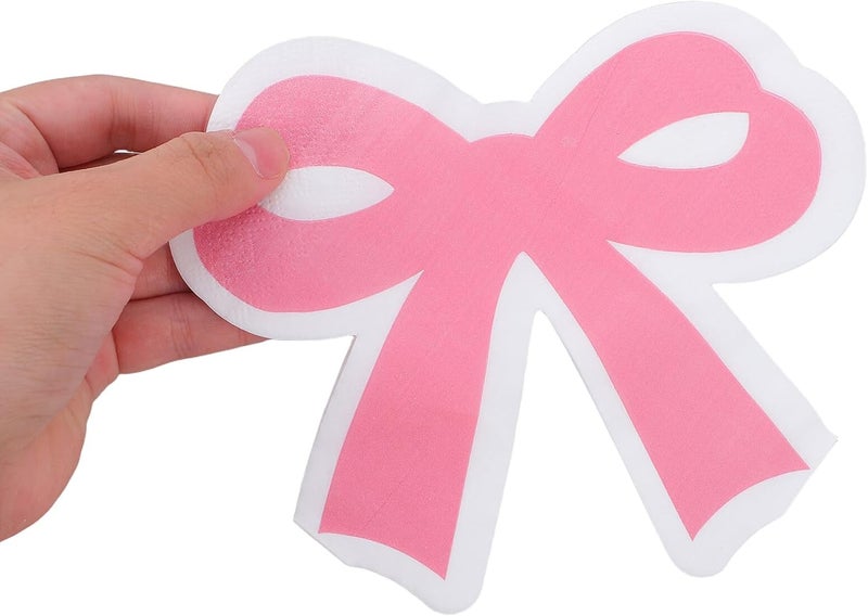 40pcs Pink Bow Paper Napkins Disposable Birthday Luncheon Napkins for Party Absorbent Decorative Dining Tissues for Shower and Birthday Decorations - Image 4
