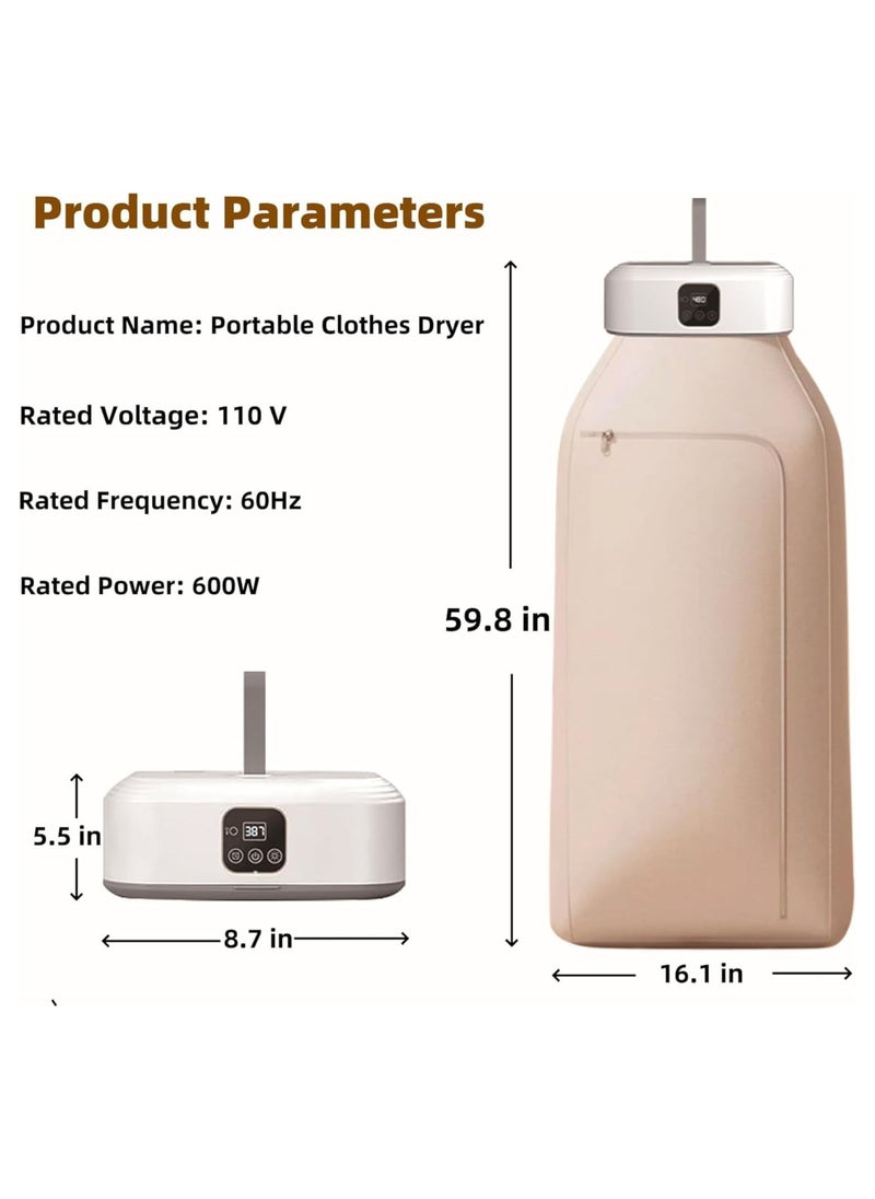 Gulf Trend Portable Clothes Dryer-Upgraded 3D Cycle Drying-Portable Dryers For Flats, Caravans, Travelling, Homes-Small, UV Portable Clothes Dryer Compact Electric Dryer For Light Clothing, Underwear, Baby Cloth - Image 4