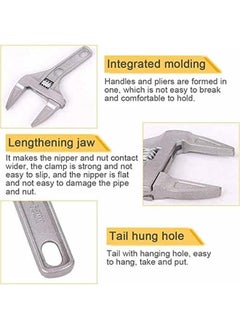 Excefore Adjustable Wrench 6 To 68Mm Wide Opening Jaws Adjustable Spanner With Short Handle Aluminum Alloy Light Weight Plumbers Spanner Nut Key Hand Tool For Bathroom Washbasin Etc  - Image 3