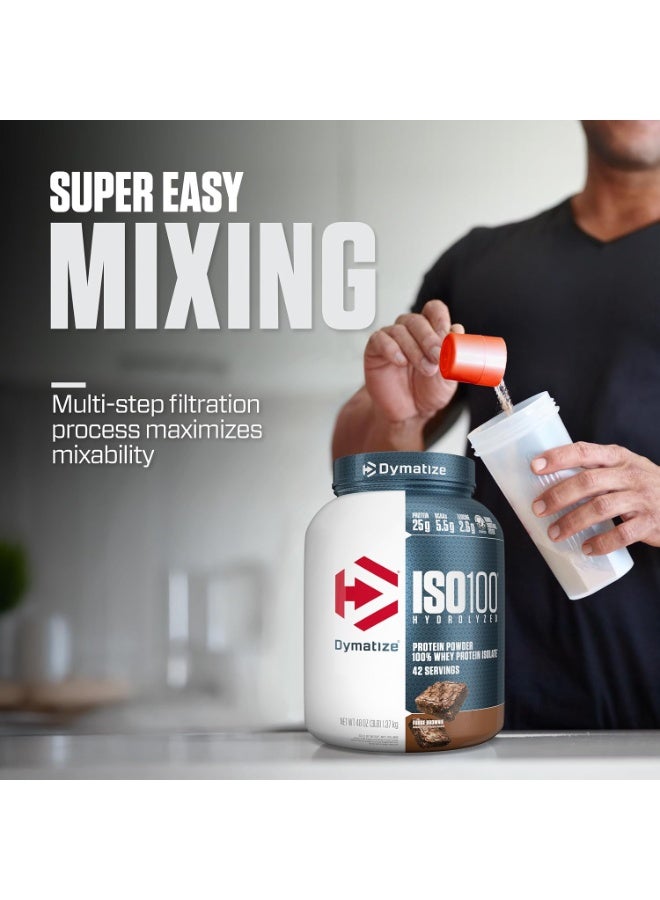 ديماتيز ISO100 Hydrolyzed Whey Protein Isolate Powder, 25g Protein, 5.5g BCAA, Fudge Brownie, 3 LB - Image 4