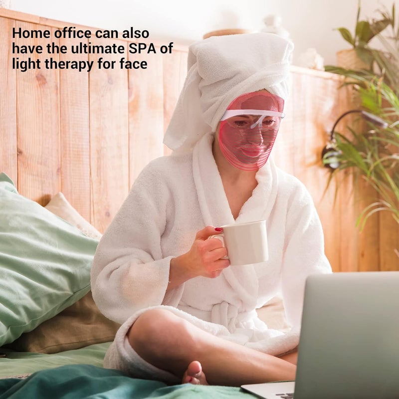 VHG LED Face Mask Light Therapy Illuminate Your Skin 7 Colors LED Light Therapy Mask Red Blue Light Therapy for Face Light Mask for Skin Care Portable Rechargeable Pack Of 1 - Image 3