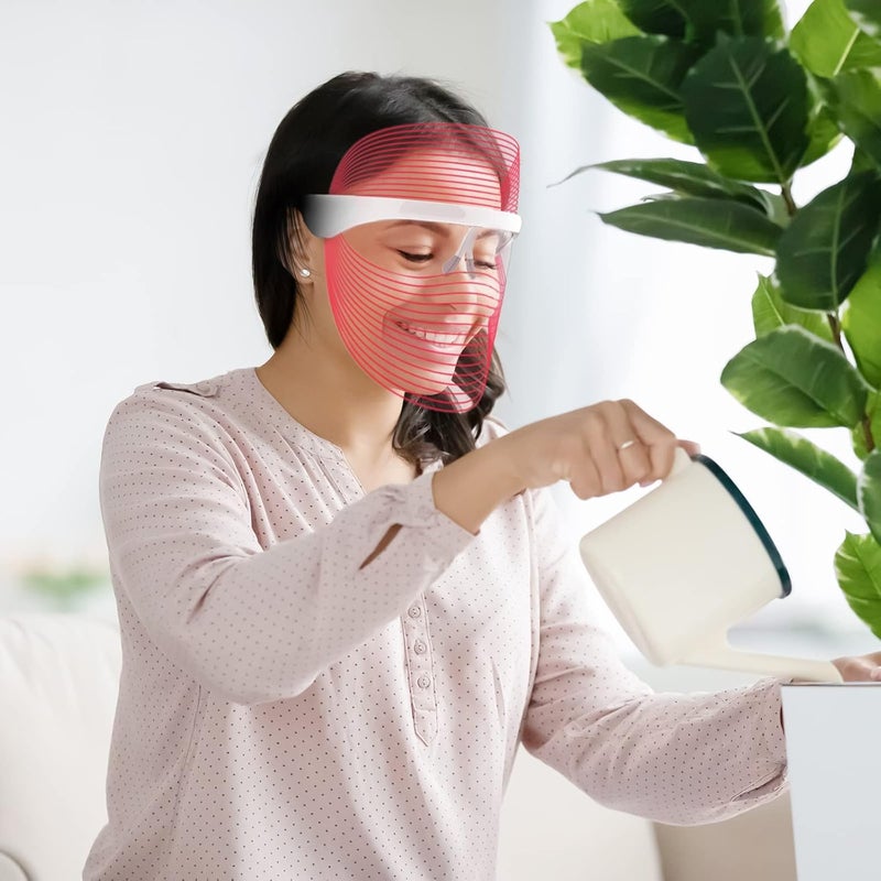 VHG LED Face Mask Light Therapy Illuminate Your Skin 7 Colors LED Light Therapy Mask Red Blue Light Therapy for Face Light Mask for Skin Care Portable Rechargeable Pack Of 1 - Image 1