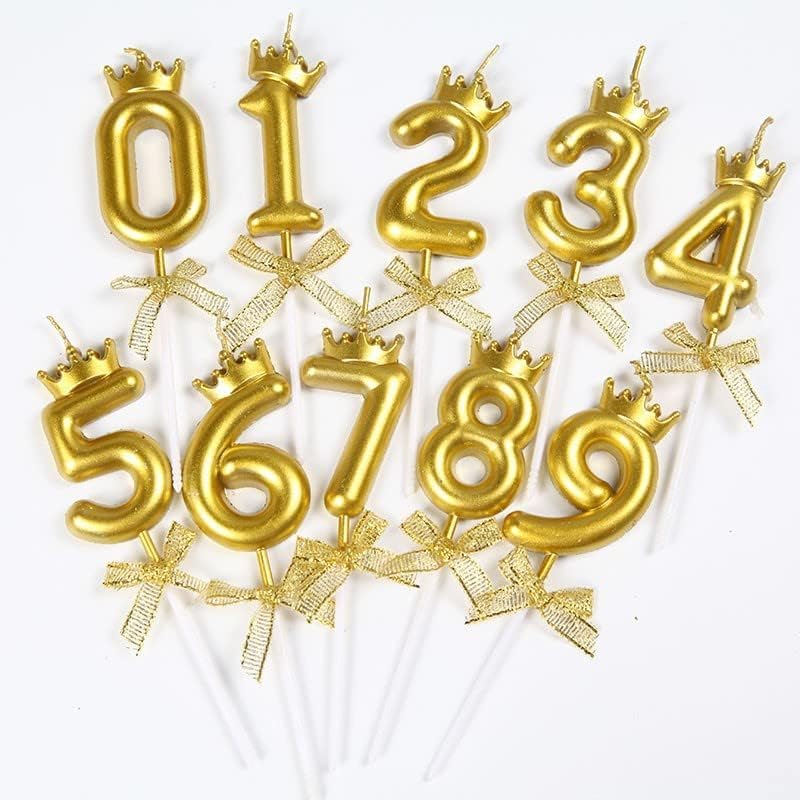 FI - FLICK IN 1 Pc 5 Number Candle for Birthday Cake Metallic Gold Number 5th Birthday Cake Decoration Five Candle with Crown on Top Cake Topper 0-9 Number Candles for Anniversary (Pack of 1, Gold) - Image 3