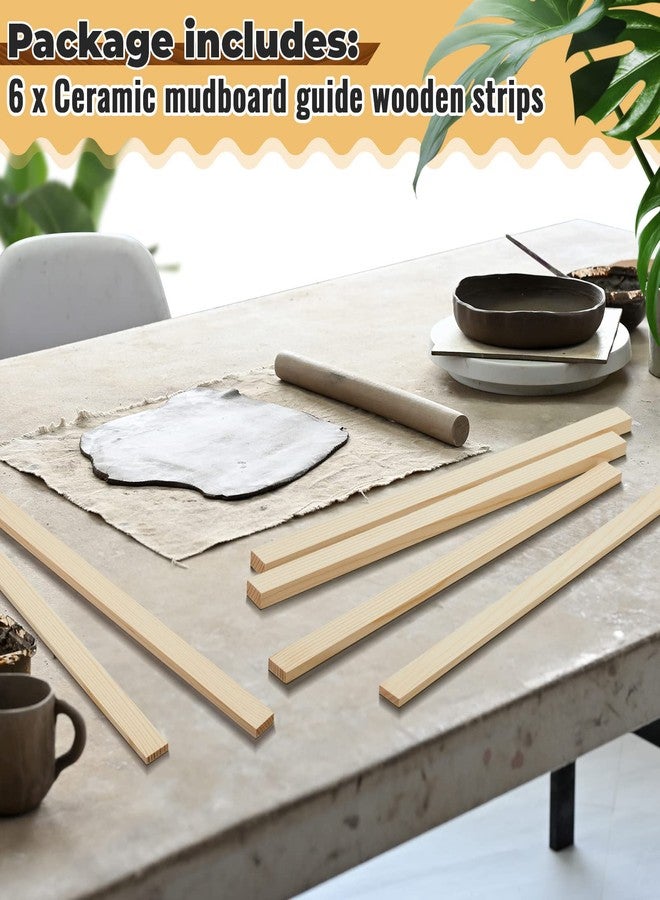 Maitys 6 Pcs 15.8'' Pottery Teaching Rolling Mud Stick Guide 3 Sizes Thick Clay Rolling Pin Mudboard Guide Wooden Slab Roller Strips Polymer Clay Tools for DIY Handmade Crafts Handmade Art Supplies - Image 3