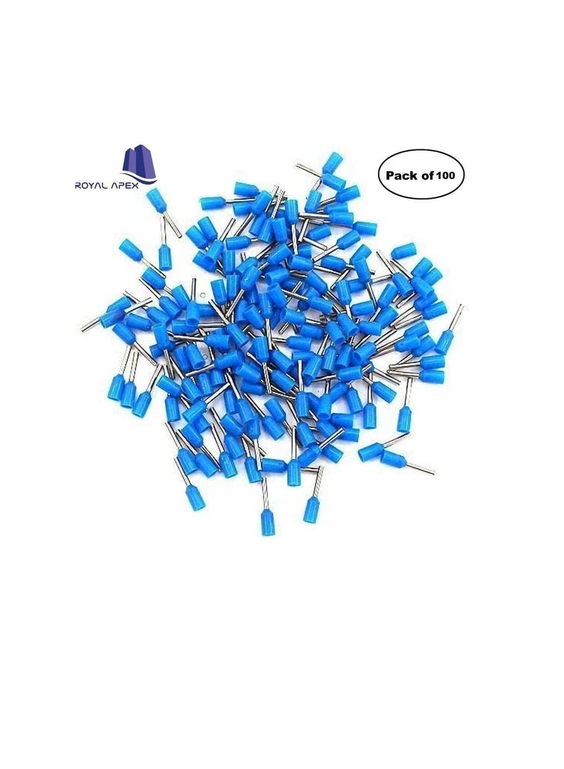 موصل أنبوبي لسلك نهاية سلك بلوك معزول ، عروات كابل تجعيد كهربائي ، غلاف كابل تجعيد طرفي لتوصيل الأسلاك (حزمة من 100) (16 مم - E1612 ، أزرق) - Image 2