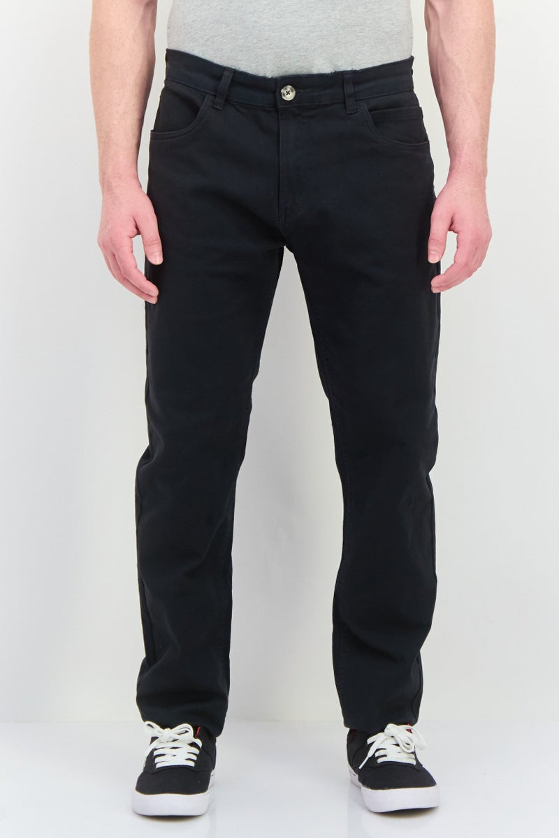 CROSSHATCH Men Long Plain Chino Pants, Black - Image 1