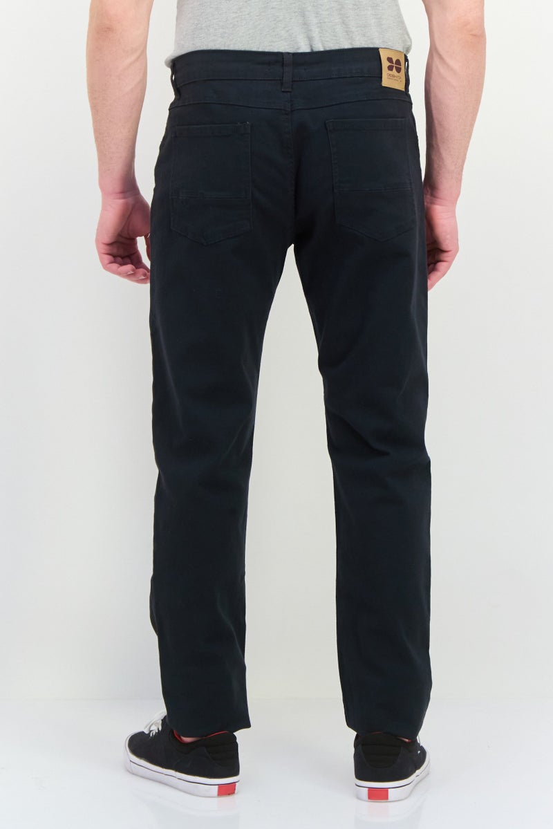 CROSSHATCH Men Long Plain Chino Pants, Black - Image 3