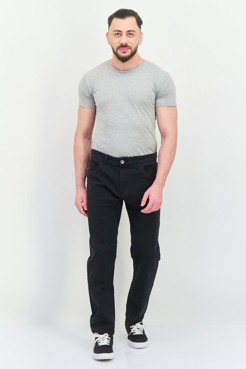 CROSSHATCH Men Long Plain Chino Pants, Black - Image 2
