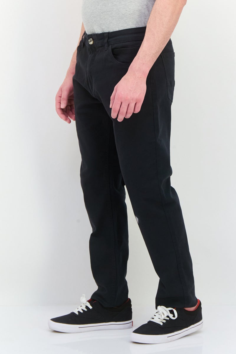 CROSSHATCH Men Long Plain Chino Pants, Black - Image 4