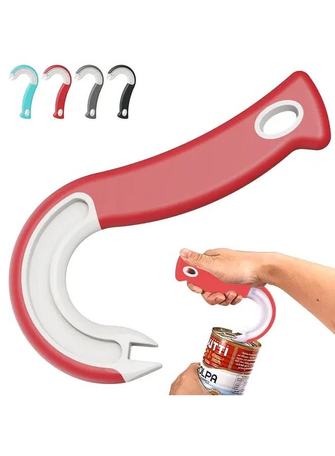 فتاحة العلب الحمراء سهلة الإمساك، مصنوعة من البلاستيك المتين بتصميم مريح للاستخدام المنزلي وفي المطاعم - Image 1