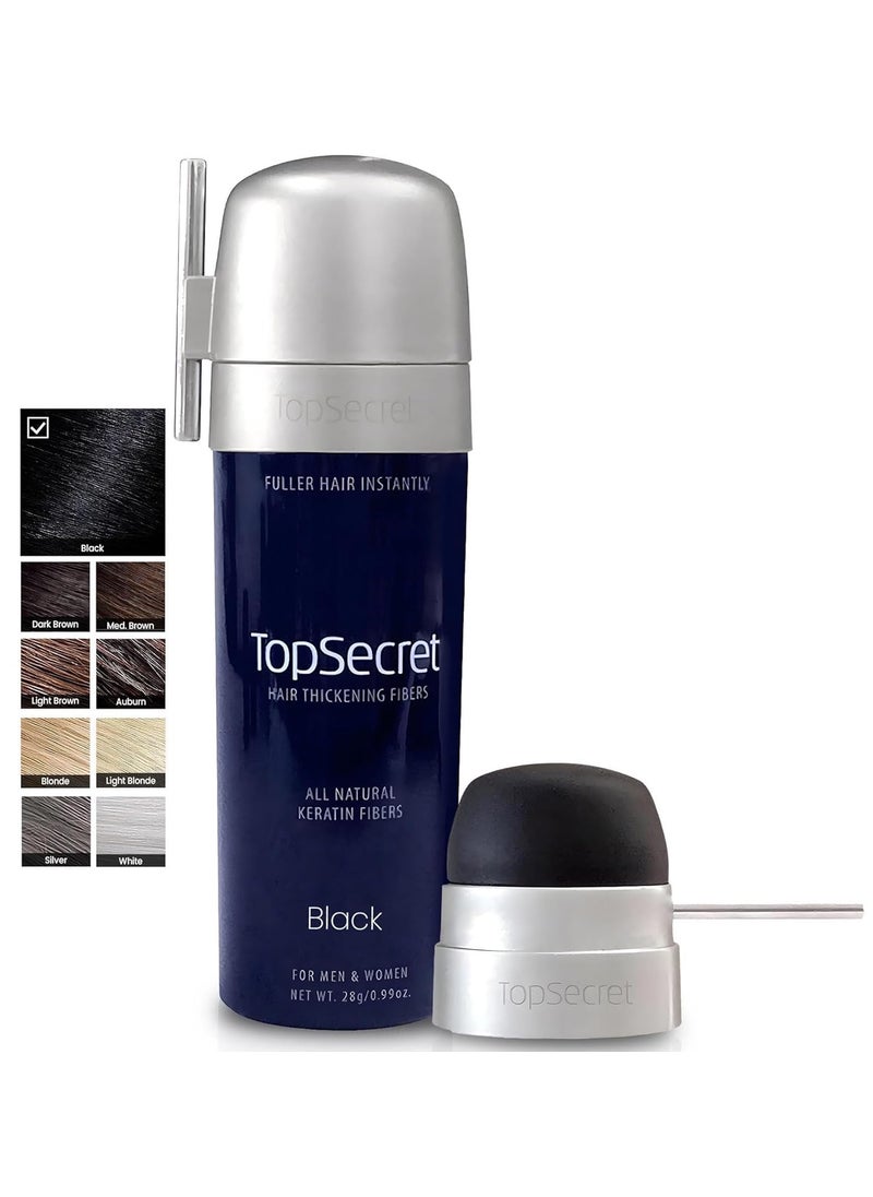 Top secret Top Secret Hair Thickening Building Fibers Applicator Included - Undetectable & Natural Hair Filler - for Men & Women - Instantly Fill In Fine Thinning Hair - Weather & Sweat Resistant (Black, Large) 