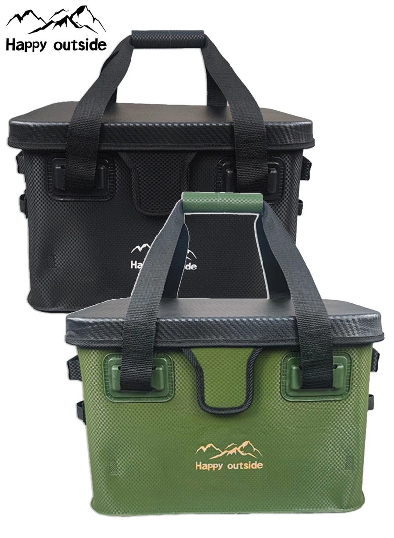 سعيد خارج 28L Foldable Outdoor Storage Box 2 Colors Set, Hard Top & Hard Cover Design, Reinforced EVA with Metal Frame, Waterproof Antibacterial Scratch Resistant Tactical Organizer, Multi-Purpose Camping Table Bag, Heavy-Duty Storage Sack for Camping, Picnic, BBQ, Travel, Home Essentials (Army Green + All-Black)28L Foldable Convertible Portable Box 2 Colors Set, Hard Top Hard Cover Waterproof Organizer, Thick Reinforced EVA & Metal Frame, Antibacterial Mold Proof Scratch Tear Resistant Heavy-Duty Tactical Bag, Multi-Functional for BBQ Utensils, Camping Gear, Car Overlanding, Home Supplies (Army Green + All-Black) - Image 1