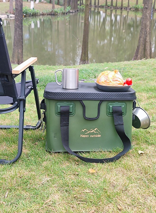 سعيد خارج 28L Foldable Outdoor Storage Box 2 Colors Set, Hard Top & Hard Cover Design, Reinforced EVA with Metal Frame, Waterproof Antibacterial Scratch Resistant Tactical Organizer, Multi-Purpose Camping Table Bag, Heavy-Duty Storage Sack for Camping, Picnic, BBQ, Travel, Home Essentials (Army Green + All-Black)28L Foldable Convertible Portable Box 2 Colors Set, Hard Top Hard Cover Waterproof Organizer, Thick Reinforced EVA & Metal Frame, Antibacterial Mold Proof Scratch Tear Resistant Heavy-Duty Tactical Bag, Multi-Functional for BBQ Utensils, Camping Gear, Car Overlanding, Home Supplies (Army Green + All-Black) - Image 5