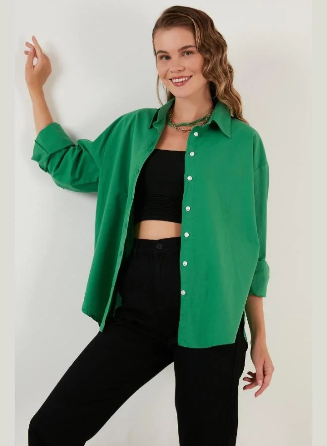 ليلا قميص قطني بوبلين فضفاض للنساء