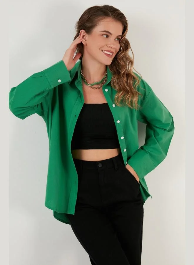 ليلا قميص قطني بوبلين فضفاض للنساء