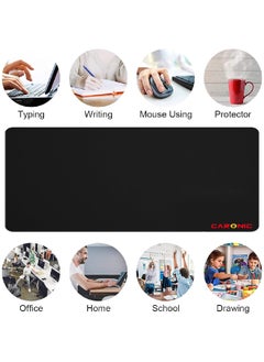 CARONIC Extended Gaming Mouse Pad with Stitched Edges Durable Non-Slip Natural Rubber Base  Waterproof Computer Keyboard Pad Mat For Esports Pros Gamer Desktop Office Home Black  - Image 2