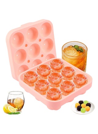 Silicone Ice Cube Tray, Rose, 9 Compartments Ice Cube Tray, 3D Roses Ice Cube Tray with Lid, Reusable Ice Cube Trays, BPA-Free for Ice, Whiskey, Cocktail, Juice, Coffee Ice Ball Mould (Pink) - pzsku/Z15D42DE5BBBE68369E81Z/45/1742826615/270960ff-113e-48dd-80ef-19efa7c8aeee