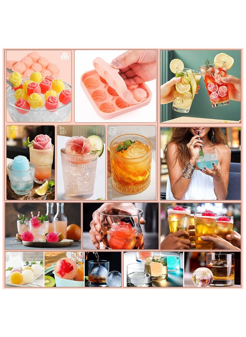 Generic - Silicone Ice Cube Tray, Rose, 9 Compartments Ice Cube Tray, 3D Roses Ice Cube Tray with Lid, Reusable Ice Cube Trays, BPA-Free for Ice, Whiskey, Cocktail, Juice, Coffee Ice Ball Mould (Pink) - Image 1