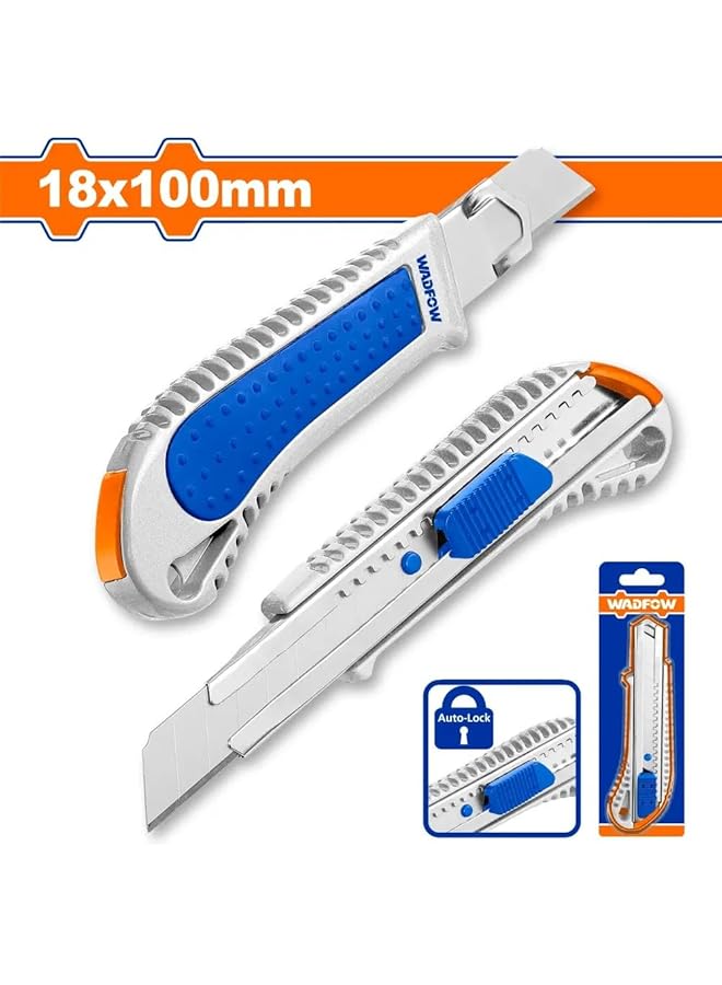 WADFOW WSK4928 Large Metal Snap Off Blade Carpet Knife with Lock 18 mm x 100 mm Size - Image 2