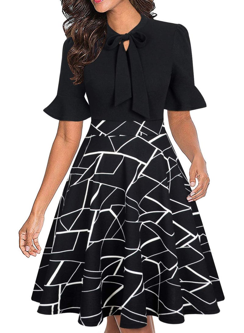 RANPHEE Women Dresses 2025 Vestidos para Mujer Trendy Dressy Modest Church Outfits Young Woman Short Sleeve Tummy Control Black Funeral Dress XL 1X - Image 1