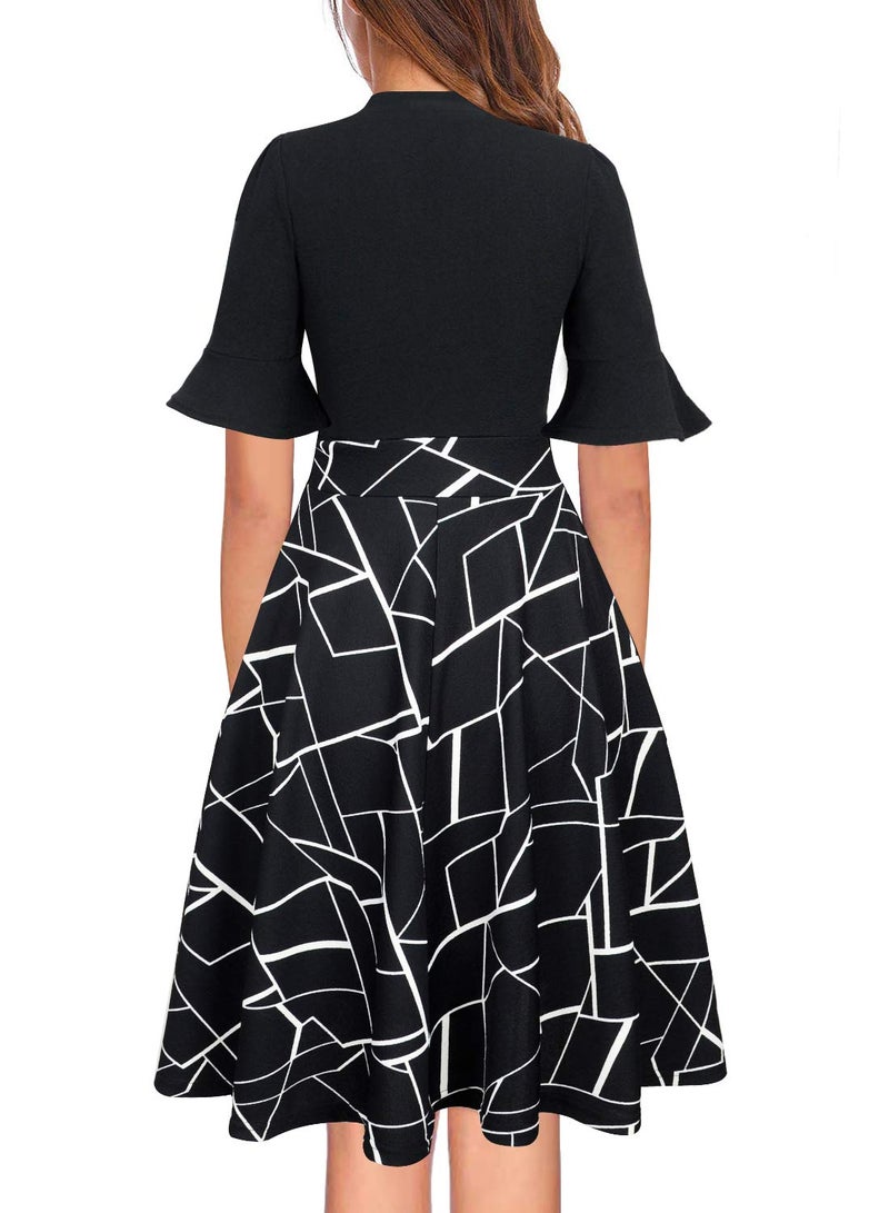RANPHEE Women Dresses 2025 Vestidos para Mujer Trendy Dressy Modest Church Outfits Young Woman Short Sleeve Tummy Control Black Funeral Dress XL 1X - Image 2