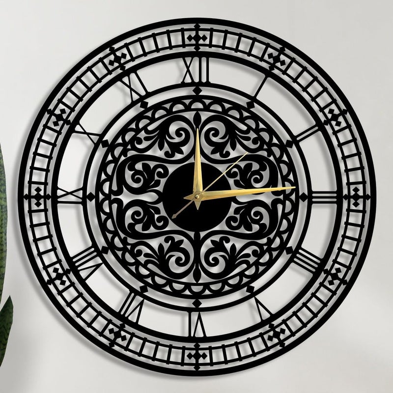 Reyox Material Metal Wall Clock Big Size Wall Clock Modern Clocks for Living Room Stylish Wall Clocks for Home Antique Big Size Modern Wall Watch for Home DecorBlack40 cm DA56