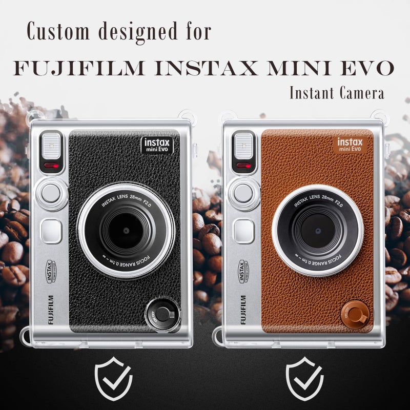 Rieibi Clear Protective Case for Fujifilm Instax Mini Evo Instant Camera - Hard Carrying Case Cover with Shoulder Strap - Image 2