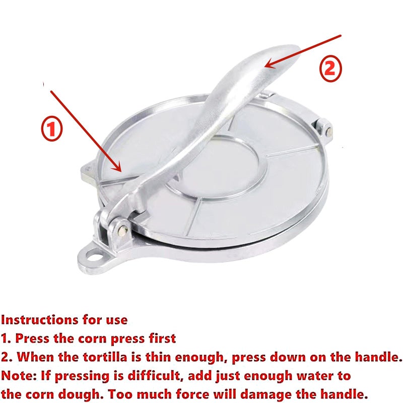 RBRSLALA Tortilla Press Aluminum Alloy Tortilla Press Flapjack Machine Crepe Machine Pancake maker cast aluminum tortillas homemade pancakes (Sliver) - Image 4
