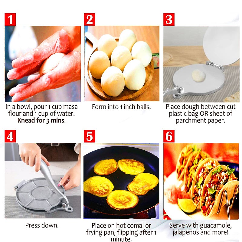 RBRSLALA Tortilla Press Aluminum Alloy Tortilla Press Flapjack Machine Crepe Machine Pancake maker cast aluminum tortillas homemade pancakes (Sliver) - Image 5