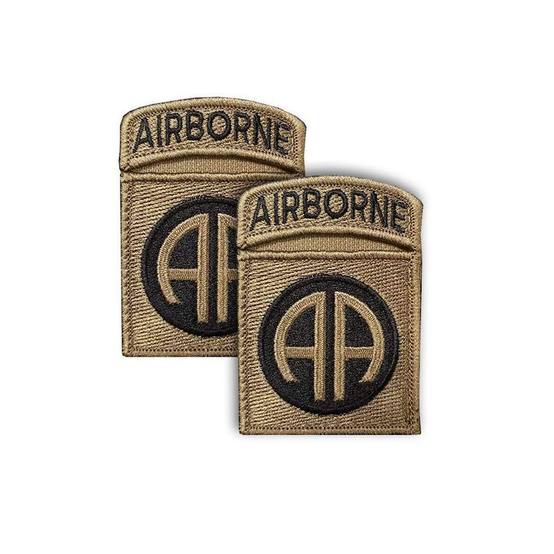 82nd Airborne New OCP Patch and Airborne Tab Sewn Together W/Hook Fastener (Pair)