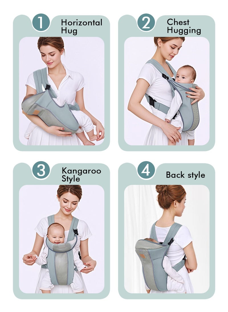URbazaar Baby Sling Carrier Portable Baby Adjustable Wraps Carrier, Breathable Ergonomic Front Facing/Back Carriers for Newborn Newborn to Toddler 0-15kg, One Size Fits All  - Image 4