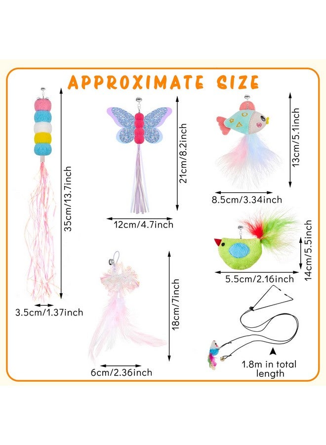 Charniol 8 Pcs Doorway Cat Toys Indoor Feather Door Hanger Interactive Hanging Dragonfly Little Mouse Retractable Teaser Kitten for Play, 6 Styles (Vibrant Style) - Image 2