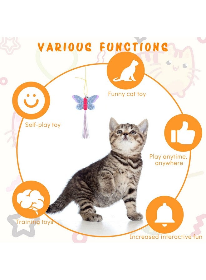 Charniol 8 Pcs Doorway Cat Toys Indoor Feather Door Hanger Interactive Hanging Dragonfly Little Mouse Retractable Teaser Kitten for Play, 6 Styles (Vibrant Style) - Image 4