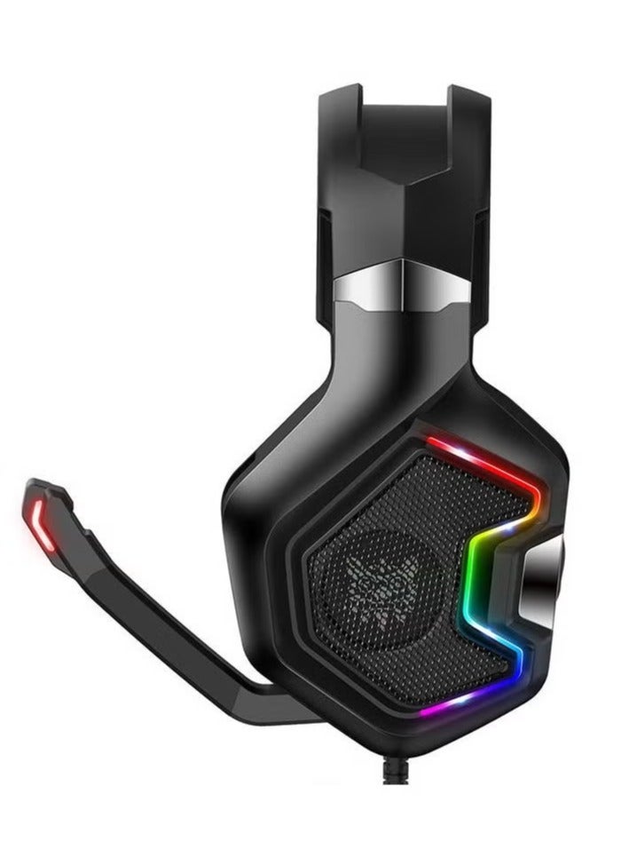 onikuma K10 Pro Gaming Headset with RGB Light – Surround Stereo Sound, Wired Headphones with Adjustable Mic, Comfortable Fit, Noise-Canceling, Compatible with PS4, Xbox One, PC, and Mobile Gaming - Image 3
