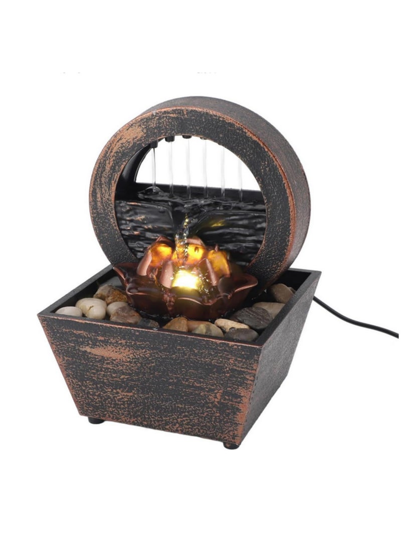 قطعة واحدة نافورة مائية للطاولة مع أضواء LED، زينة نافورة مكتبية، نافورة شلال صغيرة للتأمل، نافورة مياه لغرفة المعيشة والمكتب والمنزل - Image 1